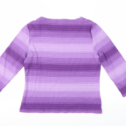 CC Women’s Purple Striped 3/4 Sleeve Cotton T-Shirt Size M