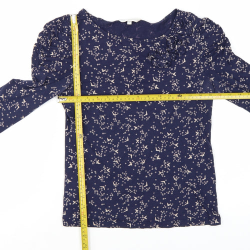 Rocha John Rocha Women's Blue Floral Ruffle 3/4 Sleeve Top Size 10