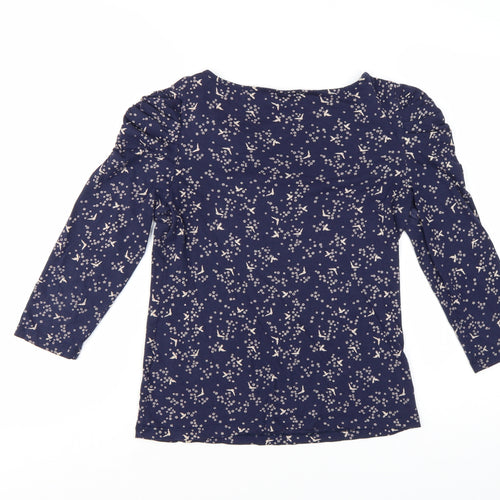 Rocha John Rocha Women's Blue Floral Ruffle 3/4 Sleeve Top Size 10