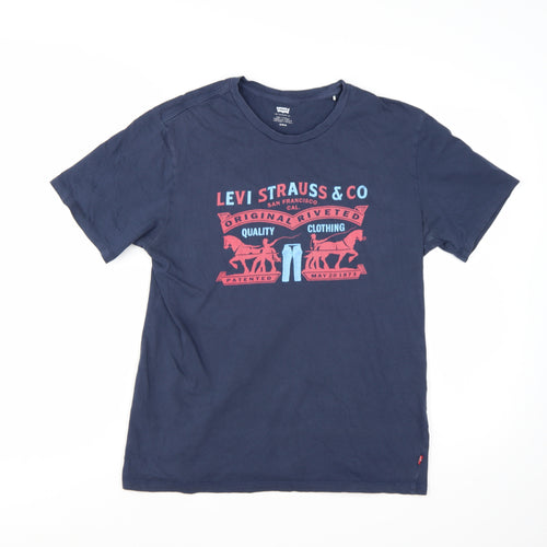 Levi's Men's Blue Graphic Logo Short Sleeve Cotton T-Shirt Size M