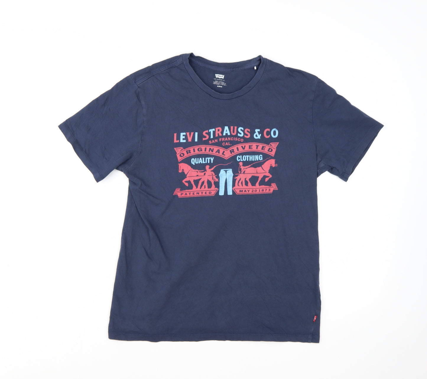 Levi's Men's Blue Graphic Logo Short Sleeve Cotton T-Shirt Size M