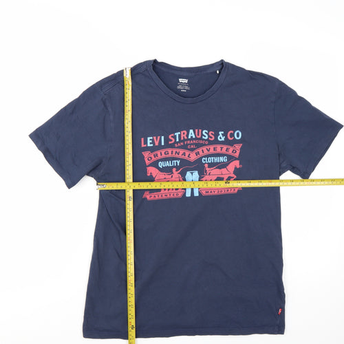 Levi's Men's Blue Graphic Logo Short Sleeve Cotton T-Shirt Size M