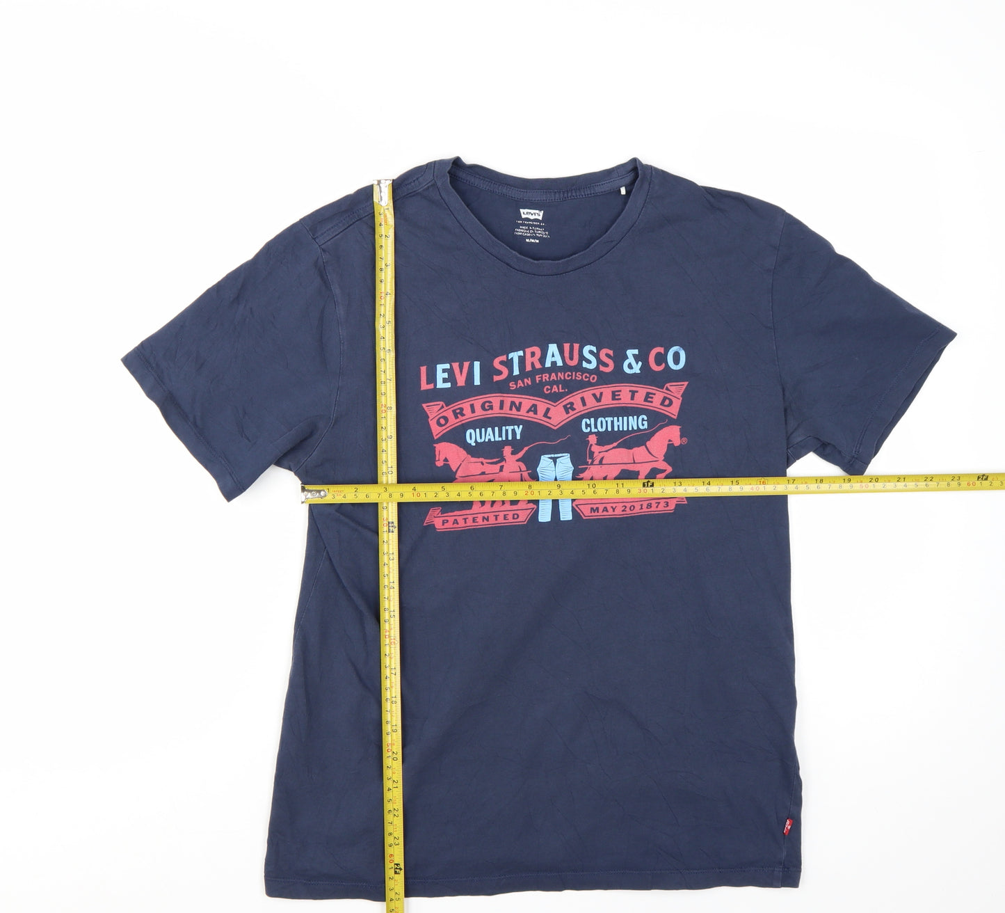 Levi's Men's Blue Graphic Logo Short Sleeve Cotton T-Shirt Size M