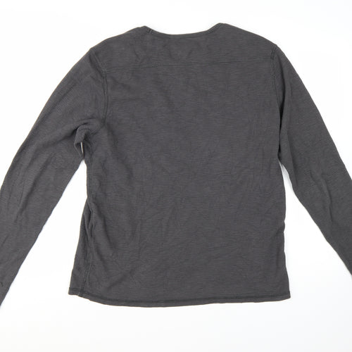AllSaints Men's Grey Long Sleeve Crew Neck Cotton T-Shirt M