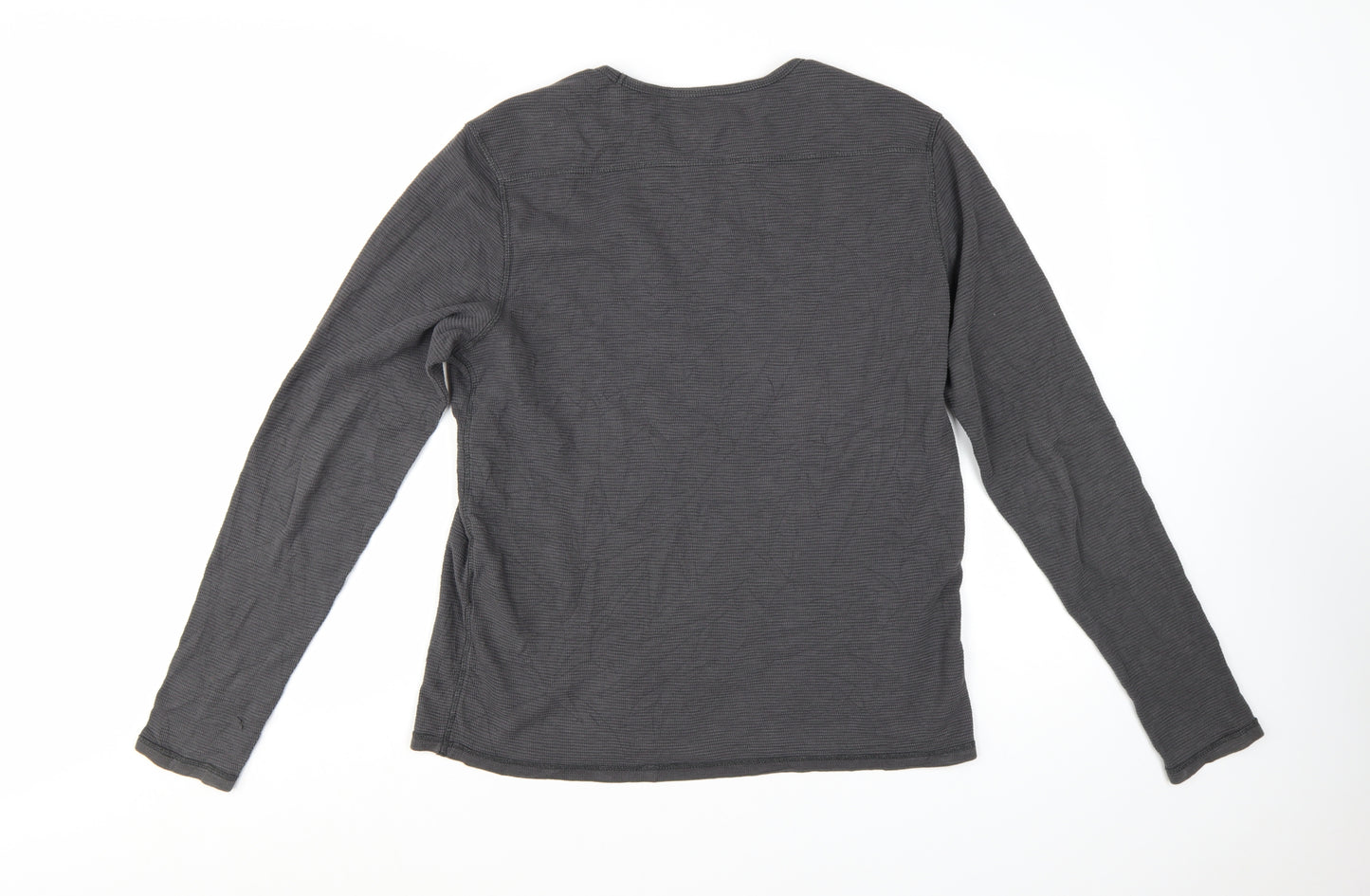 AllSaints Men's Grey Long Sleeve Crew Neck Cotton T-Shirt M