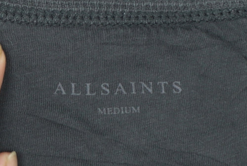 AllSaints Men's Grey Long Sleeve Crew Neck Cotton T-Shirt M