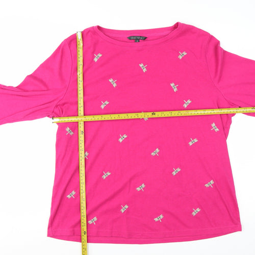 Love TEES Women's Pink Embroidered Dragonfly 3/4 Sleeve T-Shirt Size 22