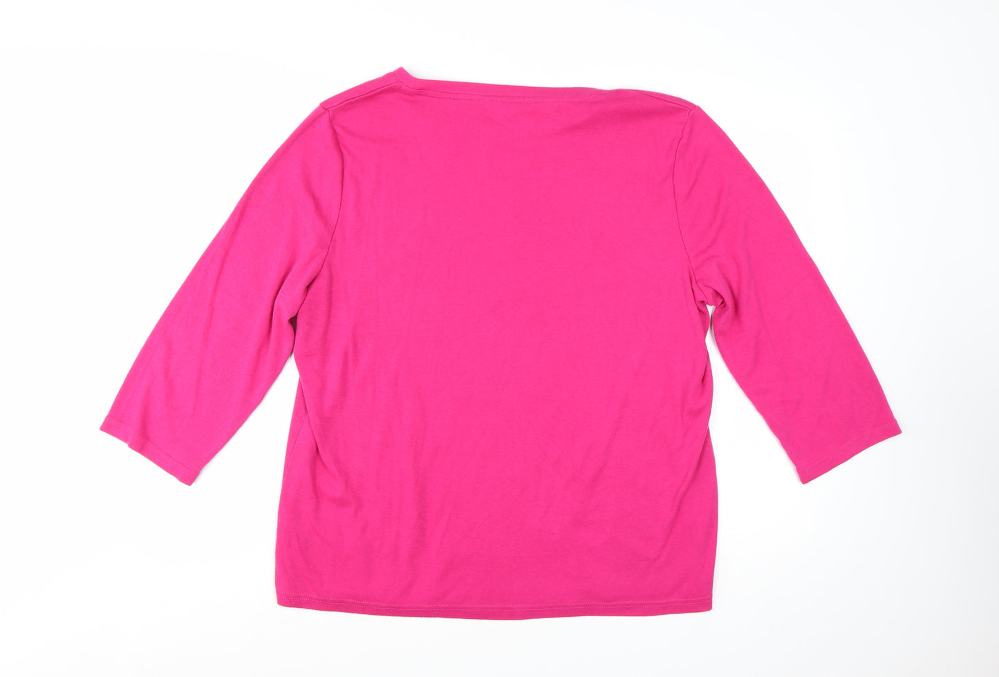 Love TEES Women's Pink Embroidered Dragonfly 3/4 Sleeve T-Shirt Size 22