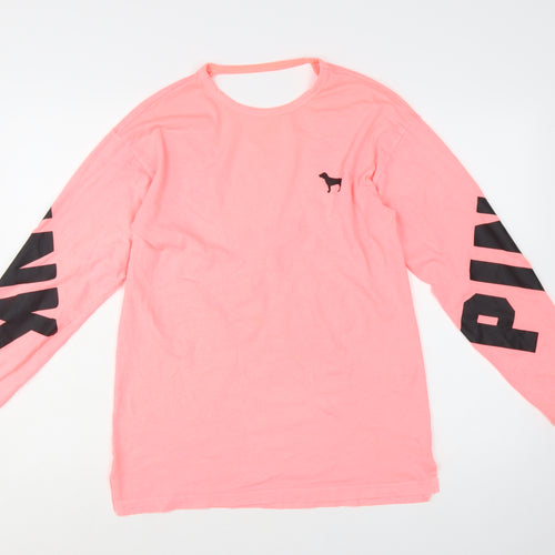 Victoria's Secret Pink Women’s XS Long Sleeve Crew Neck T-Shirt – Pink Cotton