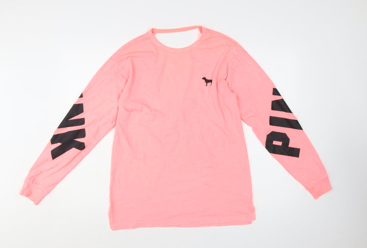 Victoria's Secret Pink Women’s XS Long Sleeve Crew Neck T-Shirt – Pink Cotton