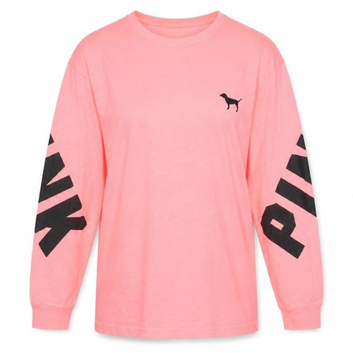Victoria's Secret Pink Women’s XS Long Sleeve Crew Neck T-Shirt – Pink Cotton