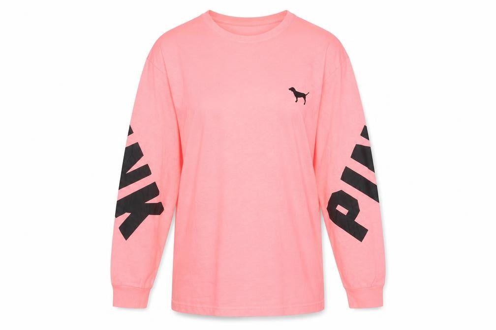 Victoria's Secret Pink Women’s XS Long Sleeve Crew Neck T-Shirt – Pink Cotton