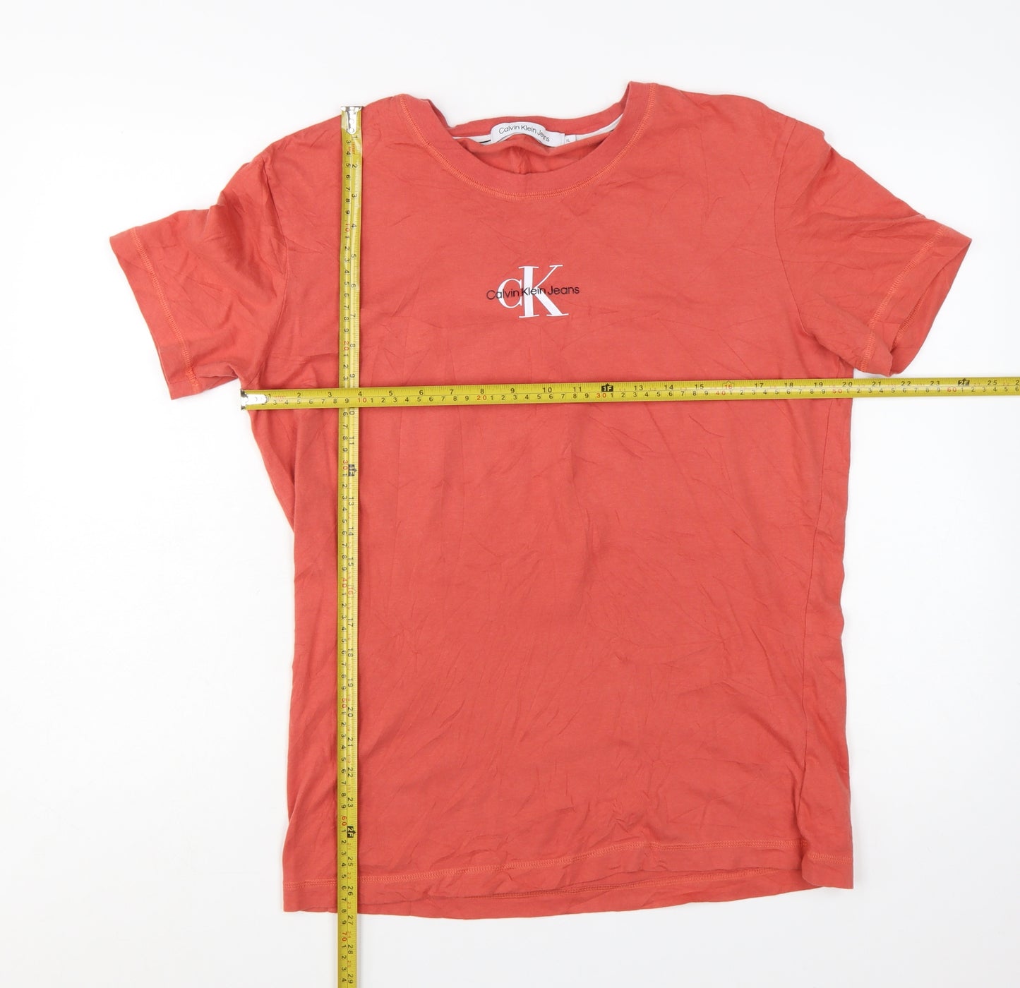 Calvin Klein Jeans Men's Coral Cotton Crew Neck T-Shirt XL
