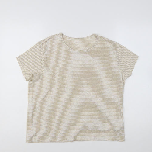 GAP Women’s Beige Striped Short Sleeve Cotton Blend T-Shirt Size 2XL