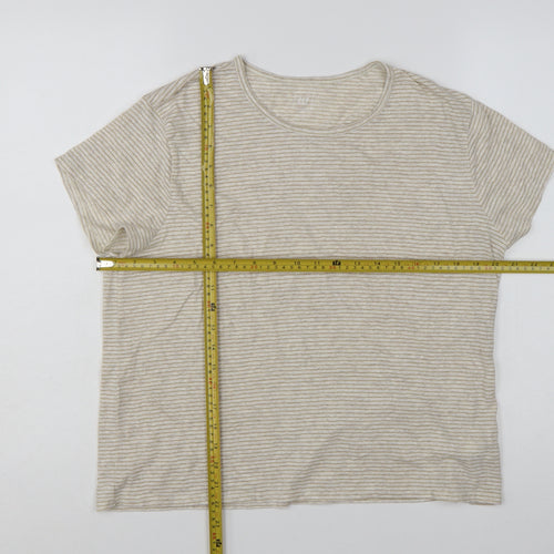 GAP Women’s Beige Striped Short Sleeve Cotton Blend T-Shirt Size 2XL