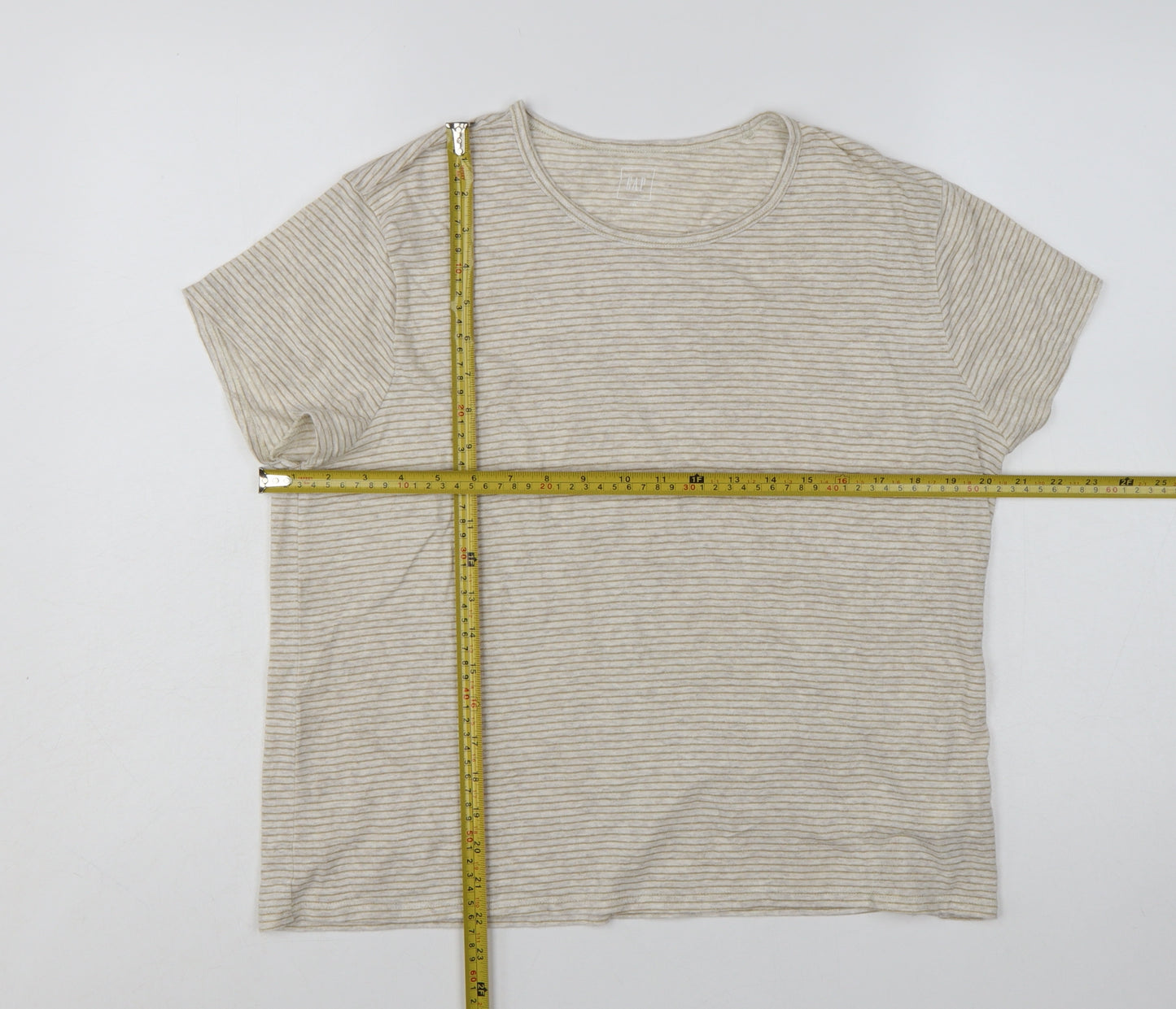 GAP Women’s Beige Striped Short Sleeve Cotton Blend T-Shirt Size 2XL