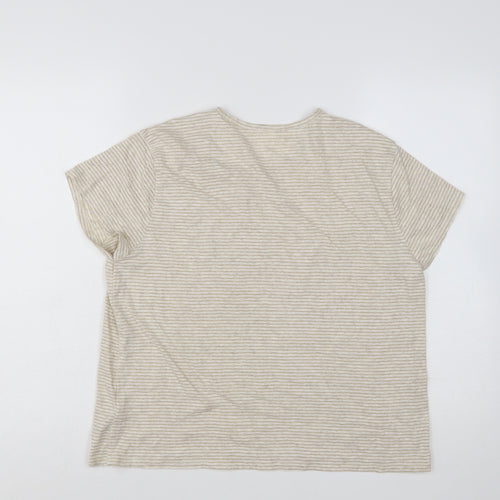 GAP Women’s Beige Striped Short Sleeve Cotton Blend T-Shirt Size 2XL