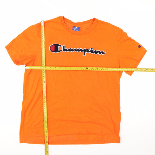 Champion Men's Orange Embroidered Logo Short Sleeve T-Shirt Size M