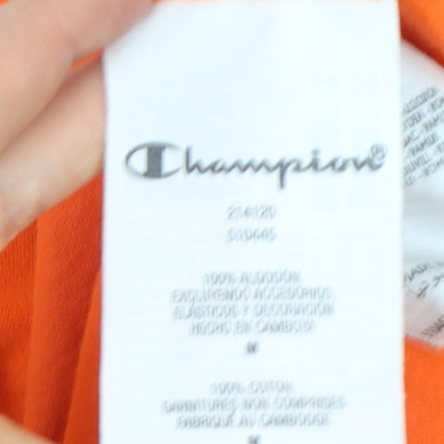 Champion Men's Orange Embroidered Logo Short Sleeve T-Shirt Size M