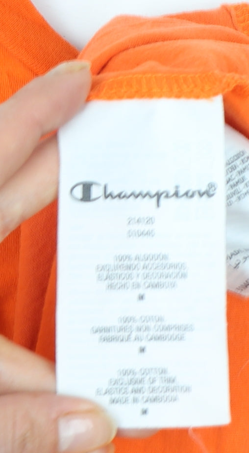 Champion Men's Orange Embroidered Logo Short Sleeve T-Shirt Size M