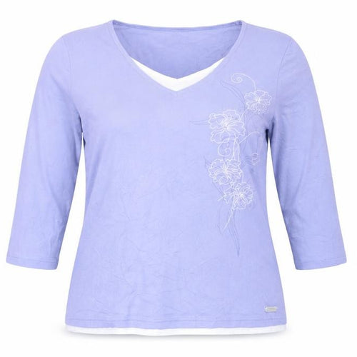 Maine New England Women's Purple 3/4 Sleeve V-Neck Cotton T-Shirt Size 14