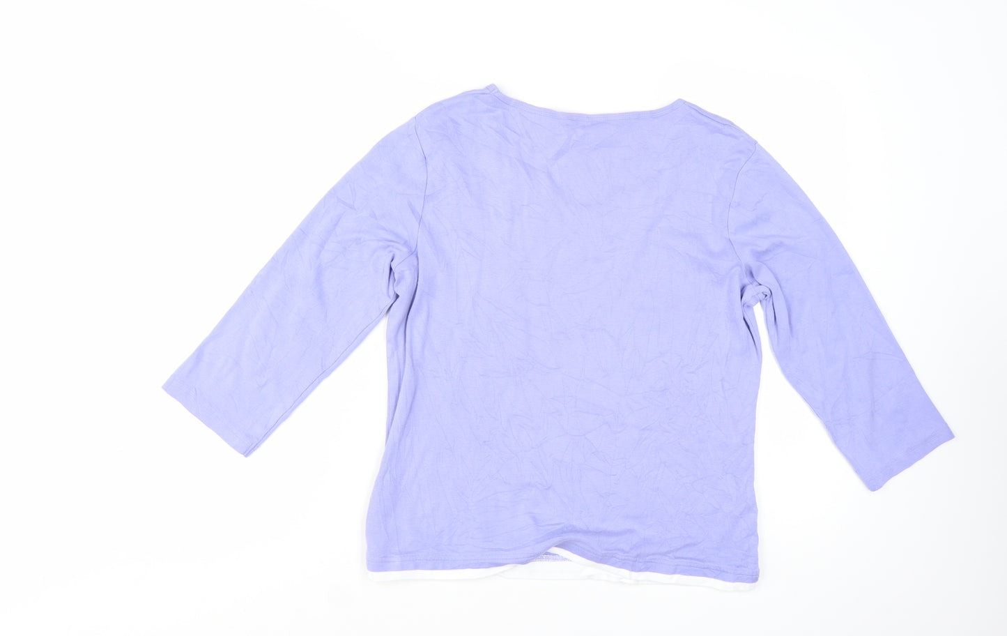 Maine New England Women's Purple 3/4 Sleeve V-Neck Cotton T-Shirt Size 14