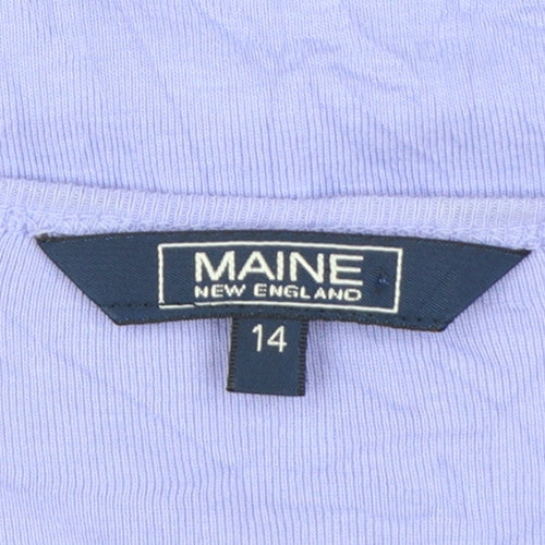 Maine New England Women's Purple 3/4 Sleeve V-Neck Cotton T-Shirt Size 14