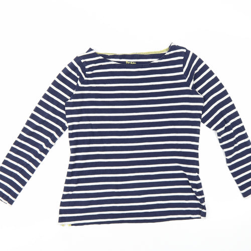 Boden Women Blue Striped Long Sleeve Cotton T-Shirt UK 10
