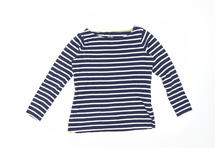Boden Women Blue Striped Long Sleeve Cotton T-Shirt UK 10