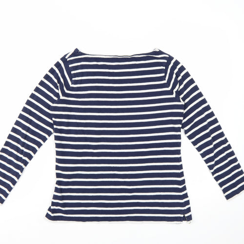 Boden Women Blue Striped Long Sleeve Cotton T-Shirt UK 10