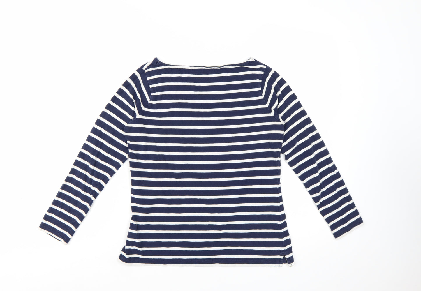 Boden Women Blue Striped Long Sleeve Cotton T-Shirt UK 10