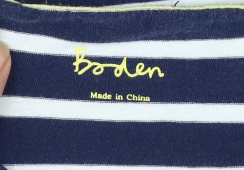 Boden Women Blue Striped Long Sleeve Cotton T-Shirt UK 10