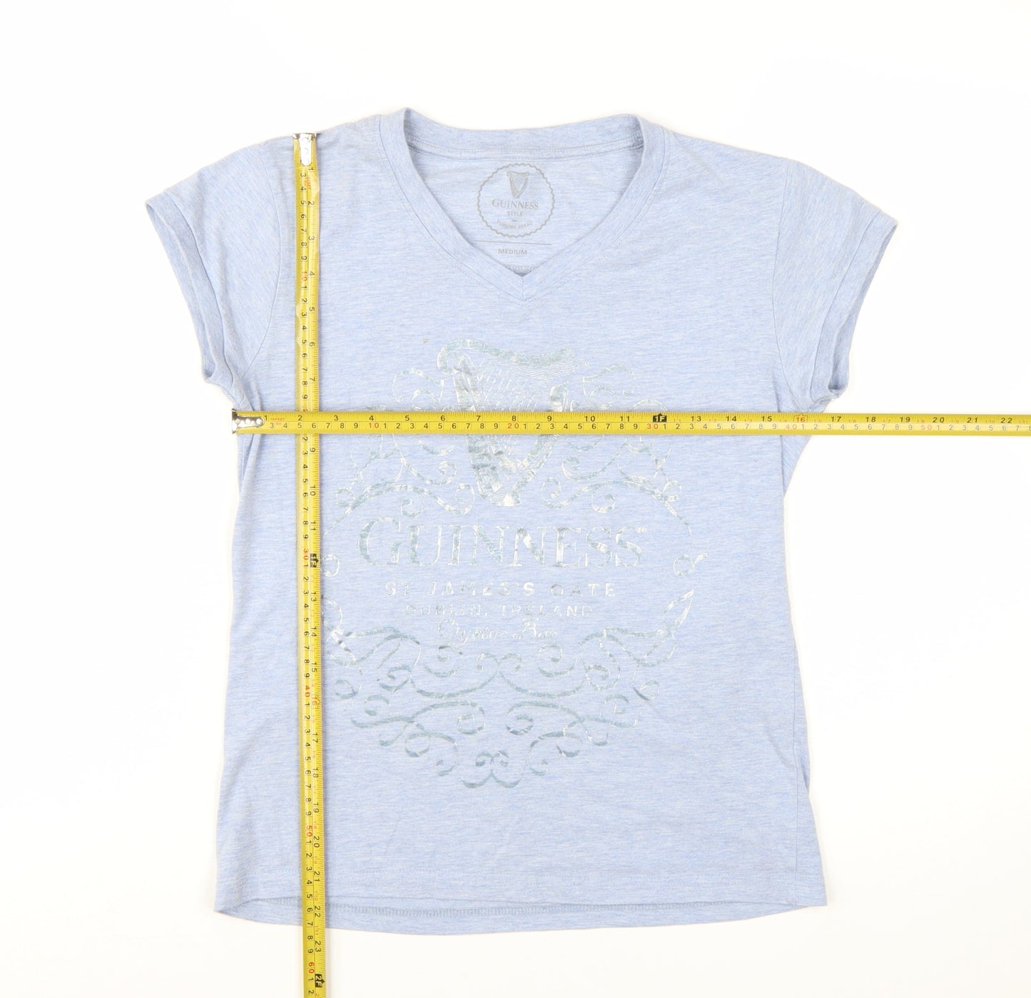 Guinness Women’s Blue V-Neck Short Sleeve Cotton T-Shirt Size M