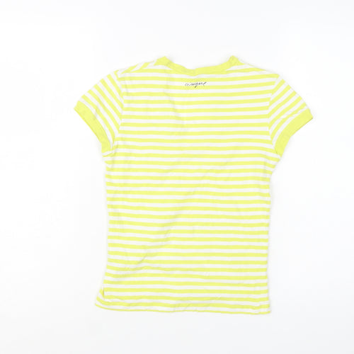 Cinque Women's Yellow Striped V-Neck Stretch T-Shirt XS