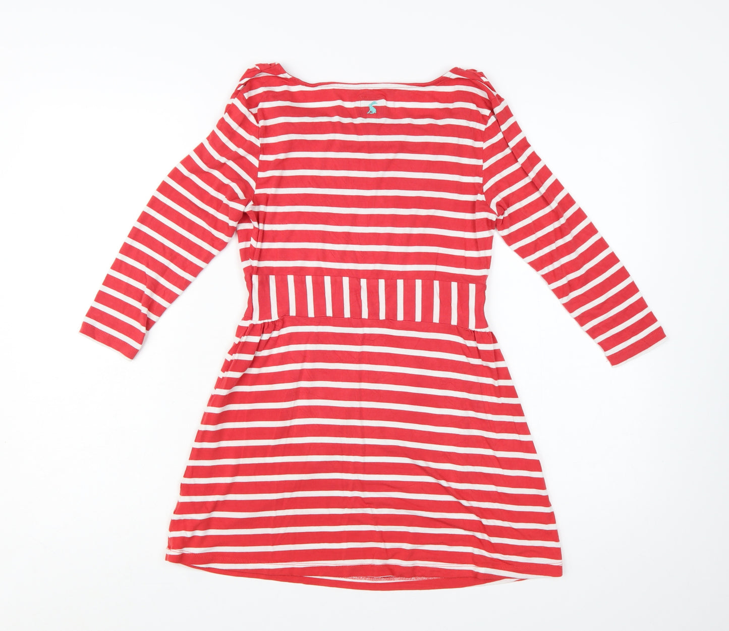 Joules Women Red Stripe Fit & Flare Dress Size 10 Nautical Cotton