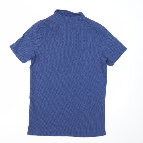 BoohooMAN Men's Blue Short Sleeve Polo Shirt Size S Zip Collar