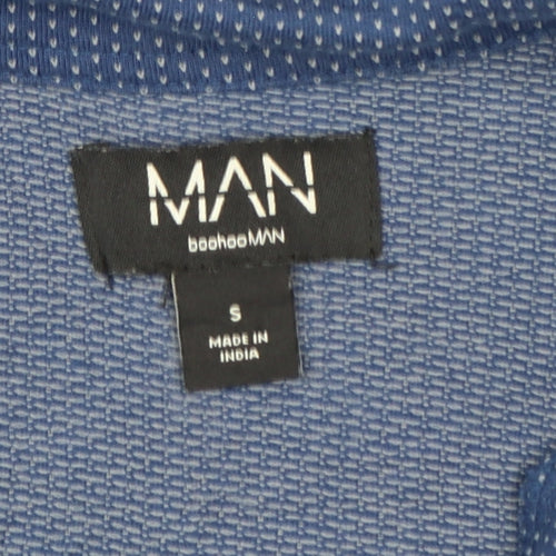 BoohooMAN Men's Blue Short Sleeve Polo Shirt Size S Zip Collar