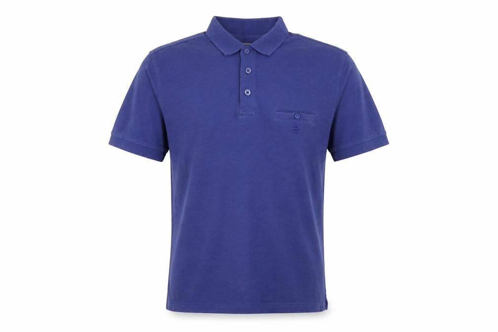 Front view of MCM Men's Blue Regular Fit Cotton Polo Shirt, size M