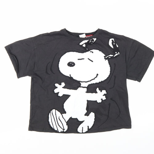 Zara Girls Black Snoopy Peanuts Graphic T-Shirt 13-14 Years