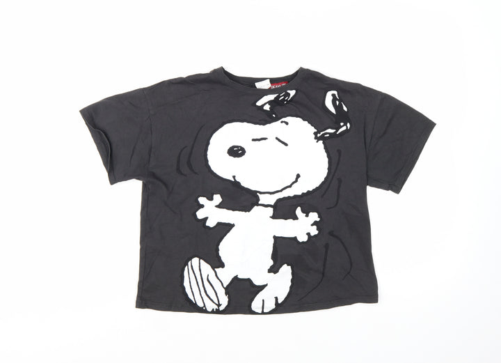 Zara Girls Black Snoopy Peanuts Graphic T-Shirt 13-14 Years