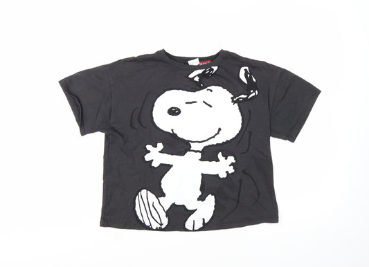 Zara Girls Black Snoopy Peanuts Graphic T-Shirt 13-14 Years