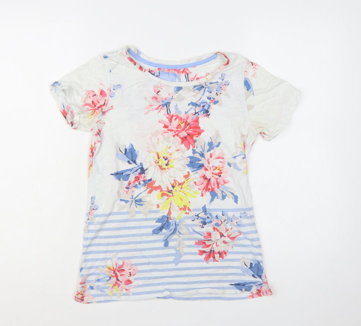 Joules Women’s Multicoloured Floral Striped Cotton T-Shirt Size 6
