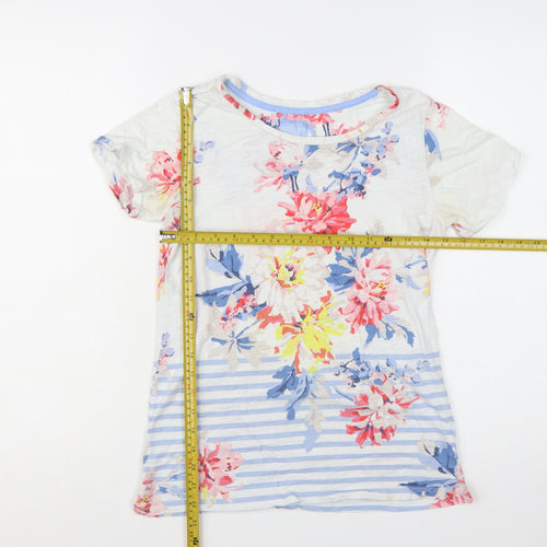 Joules Women’s Multicoloured Floral Striped Cotton T-Shirt Size 6
