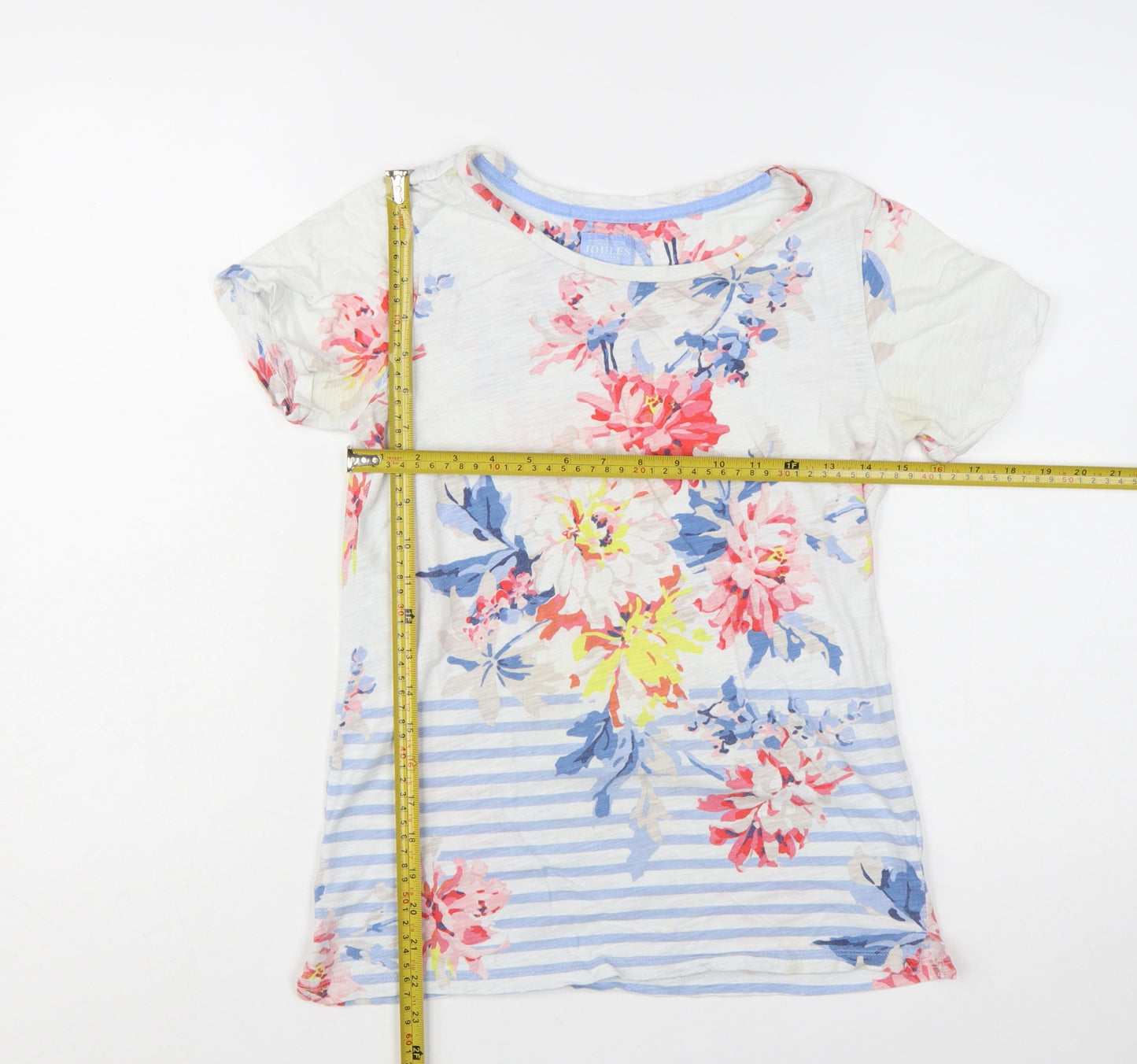 Joules Women’s Multicoloured Floral Striped Cotton T-Shirt Size 6