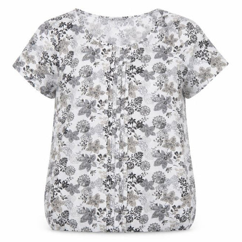 Bm Casual Women's White Floral Short Sleeve Blouse Size 14