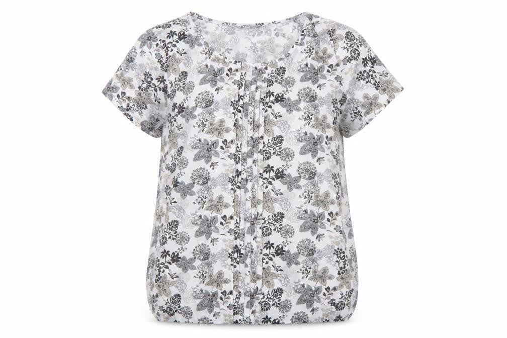 Bm Casual Women's White Floral Short Sleeve Blouse Size 14