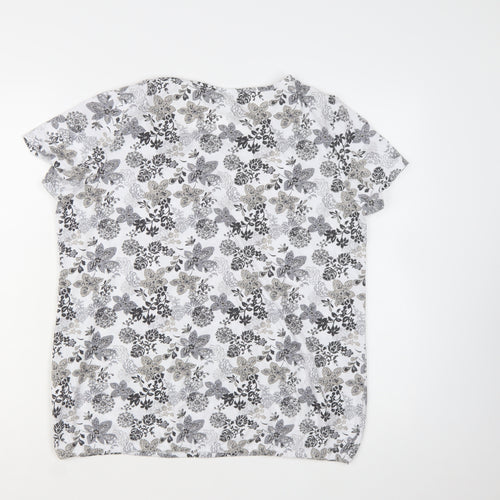 Bm Casual Women's White Floral Short Sleeve Blouse Size 14