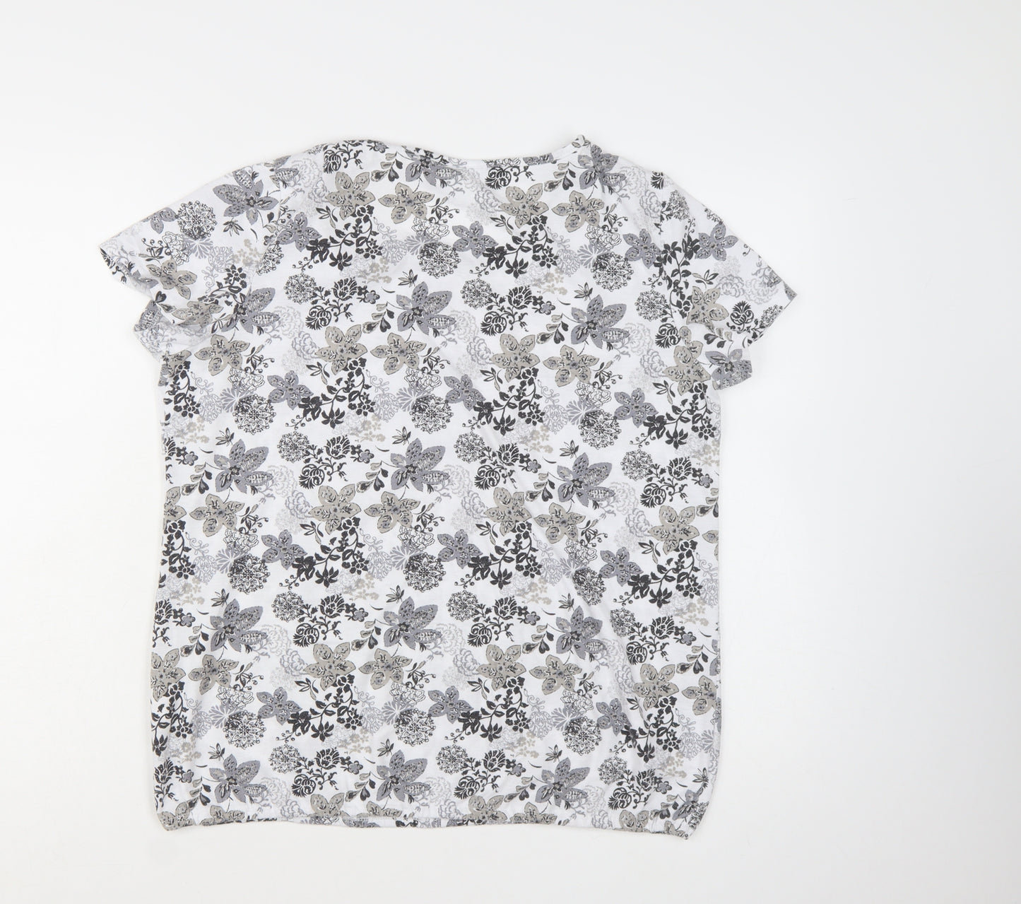 Bm Casual Women's White Floral Short Sleeve Blouse Size 14