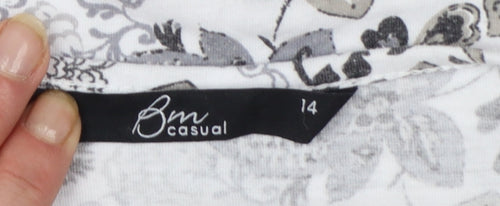 Bm Casual Women's White Floral Short Sleeve Blouse Size 14