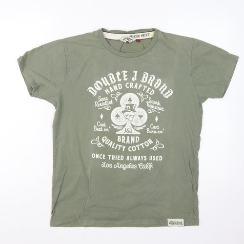 Jack & Jones Premium Vintage Green Graphic Cotton Men's T-Shirt Size S